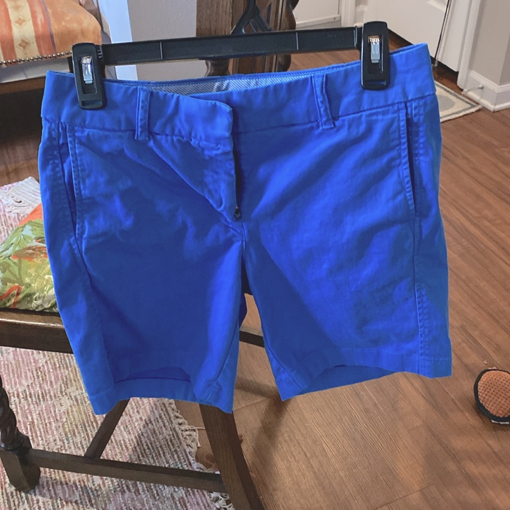 J. Crew Blue Bermuda Shorts Tailored Cotton Blend 16 inches waist to hem. Size 2